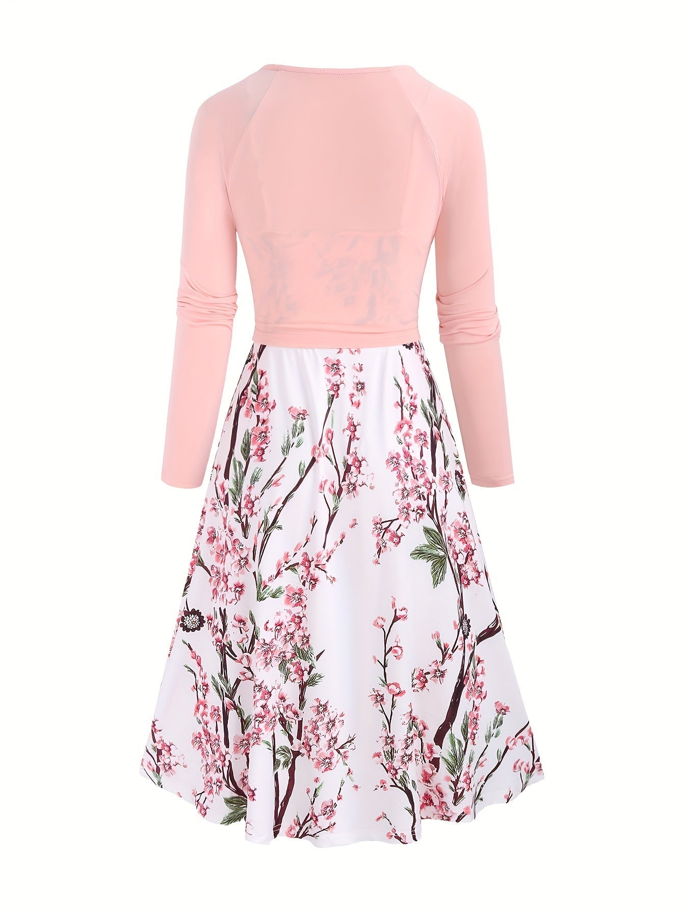 Damen Zweiteiliges Kleid Set Blumendruck Vintage Sommerkleid