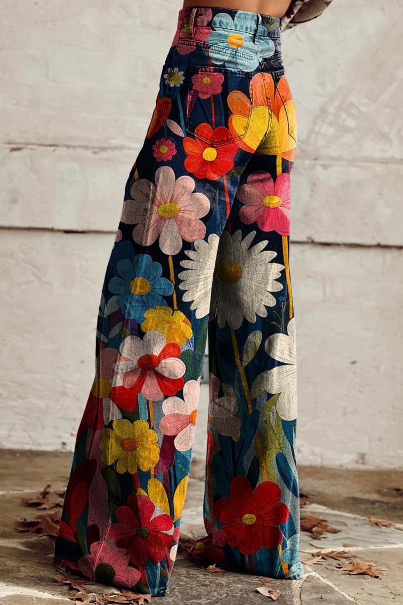 Pantalon taille haute à imprimé floral pour femme