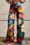 Pantalon taille haute à imprimé floral pour femme