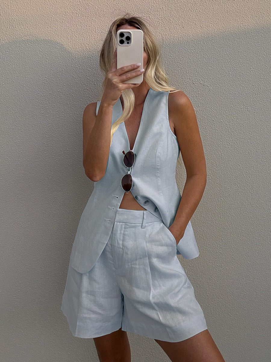 Damenmode Sommer Weste und Shorts Set