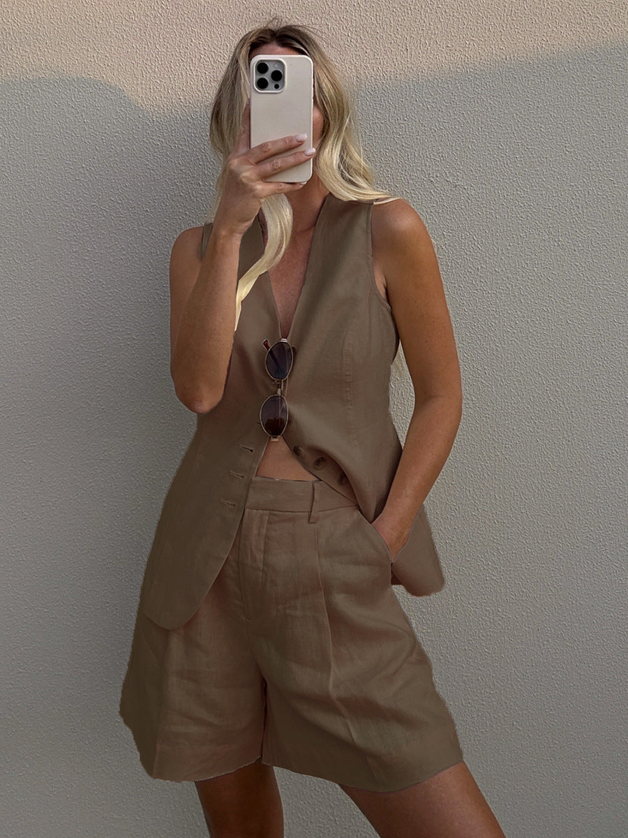 Damenmode Sommer Weste und Shorts Set