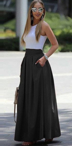 Elegant Maxon Squirt mit hoher Taille und Taschen - stilvoll und komfortabel
