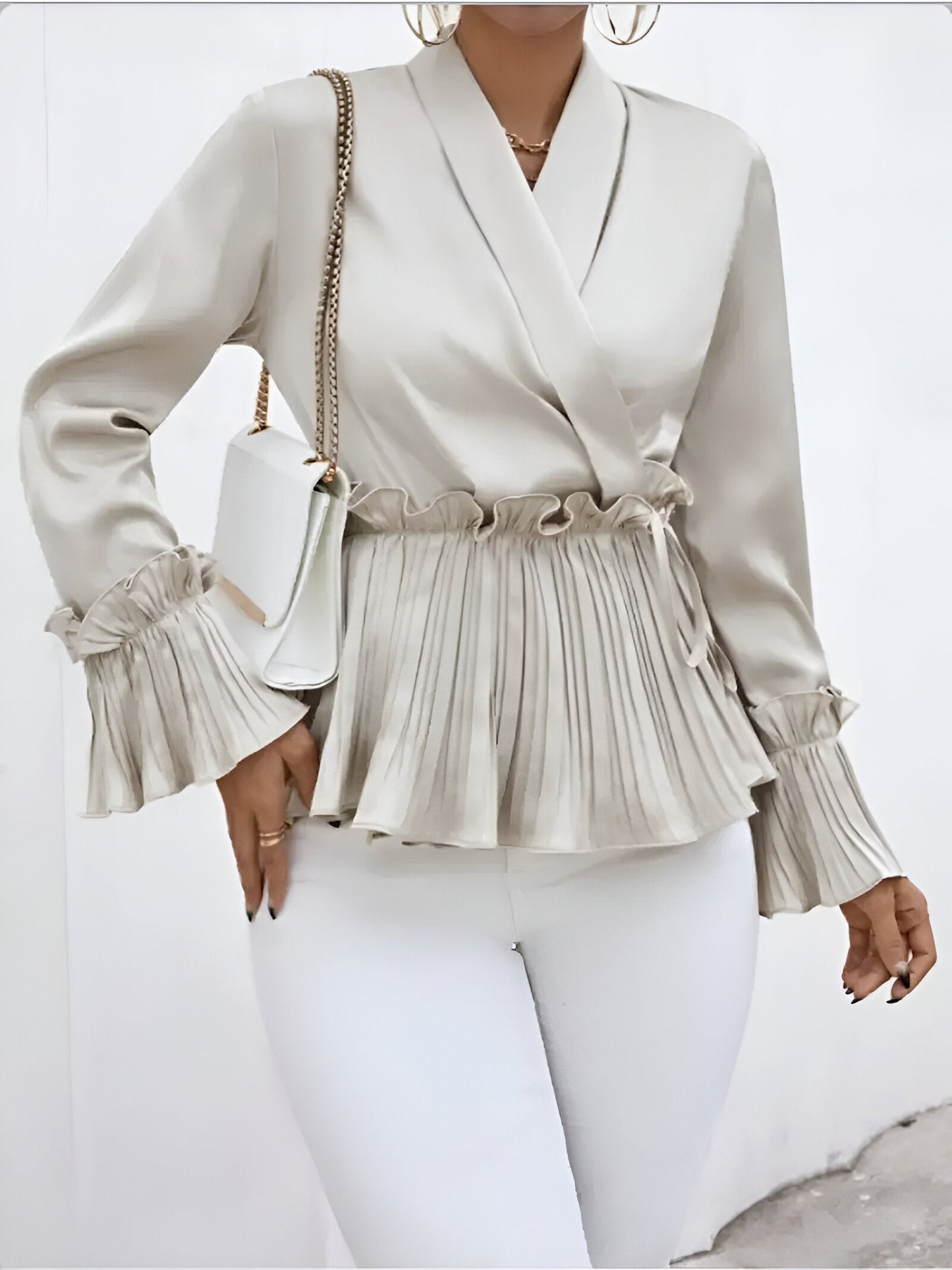 Elegante Bluse Damen V-Ausschnitt