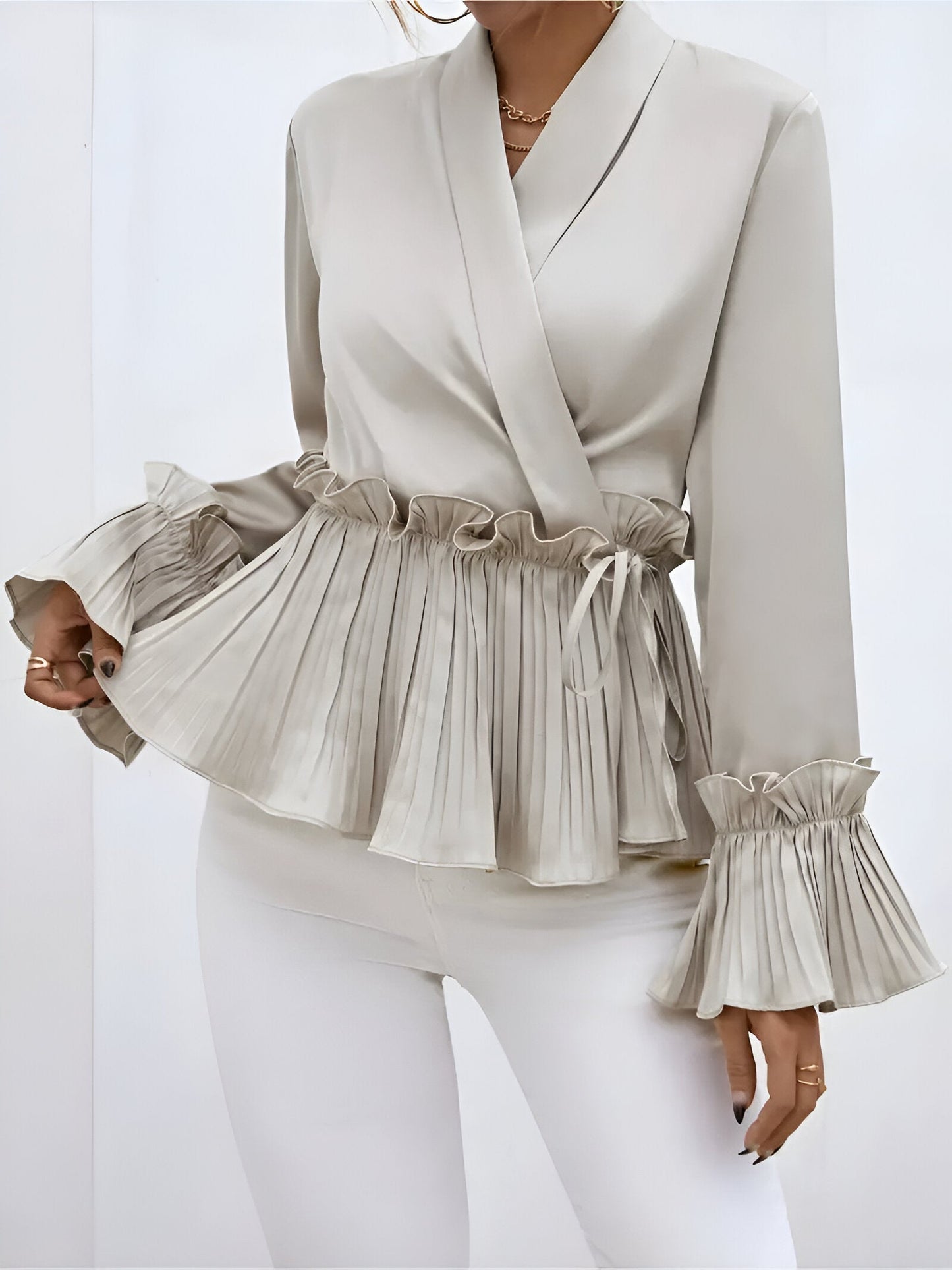 Elegante Bluse Damen V-Ausschnitt