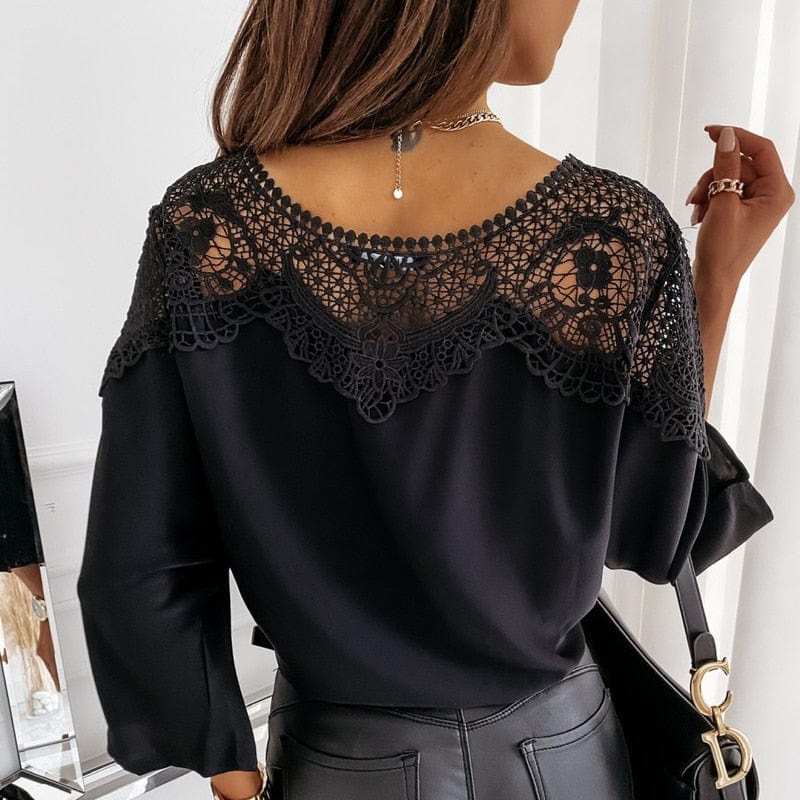 Elegante Bluse mit Spitzen-Detail – Stilvoll & Feminin