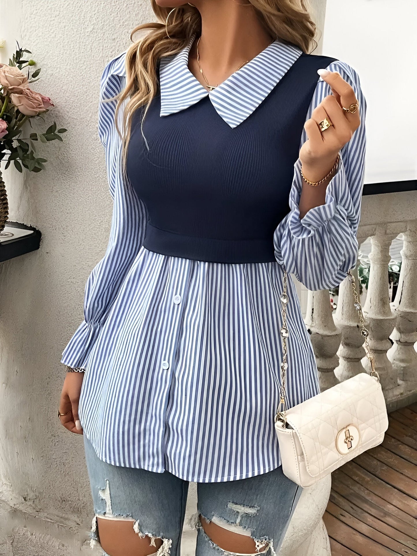 Elegante Damen Bluse mit Streifen