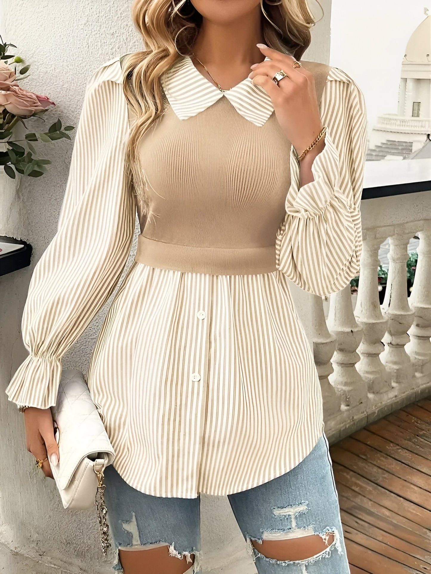 Elegante Damen Bluse mit Streifen
