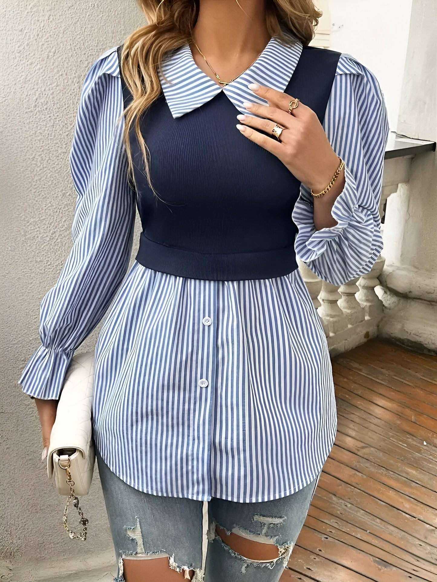 Elegante Damen Bluse mit Streifen