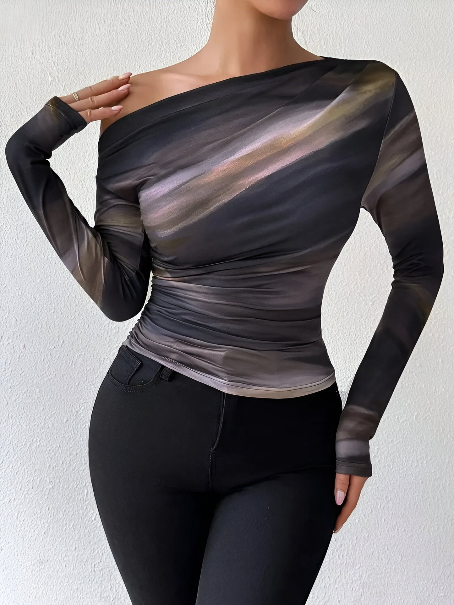 Elegantes Langarmshirt Damen Marmor
