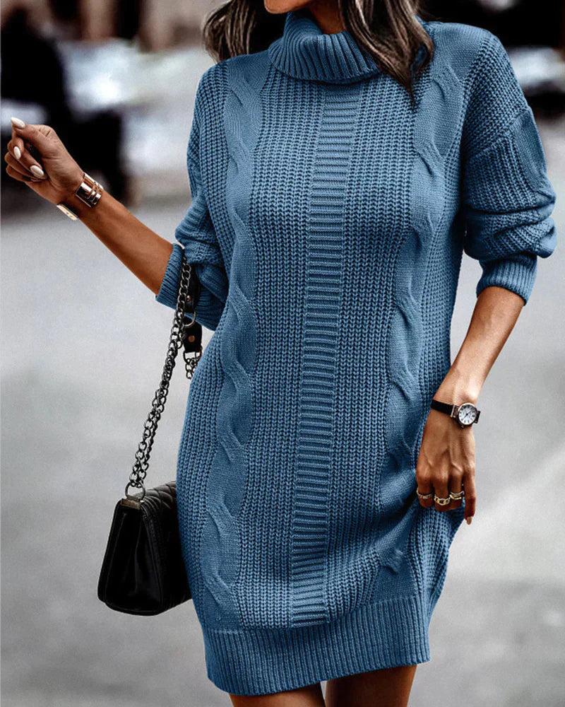Elegantes Strickkleid mit Rollkragen – Stil & Komfort vereint