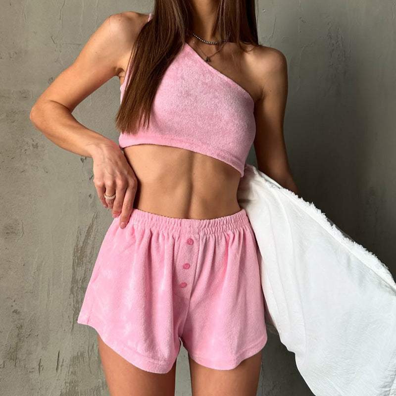 Frauen Lounge-Set mit Schultertop und Shorts