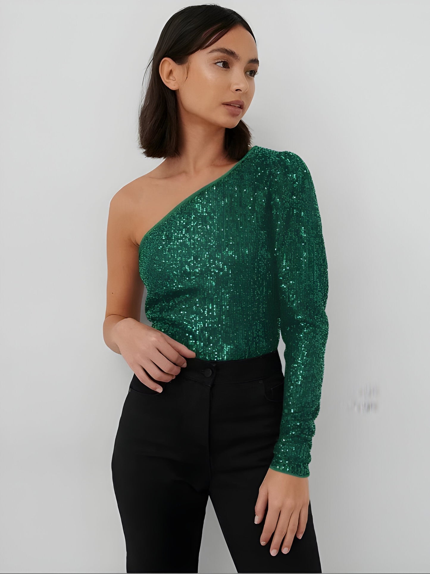Glamouröses Schultertop Schwarz Gold