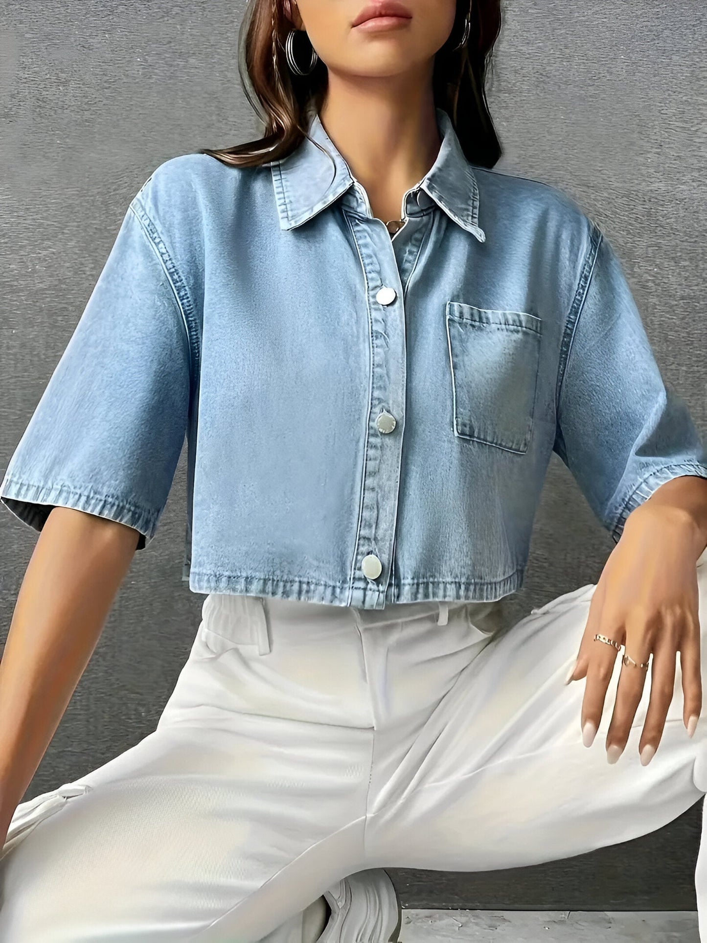Hellblaues Jeanshemd Damen