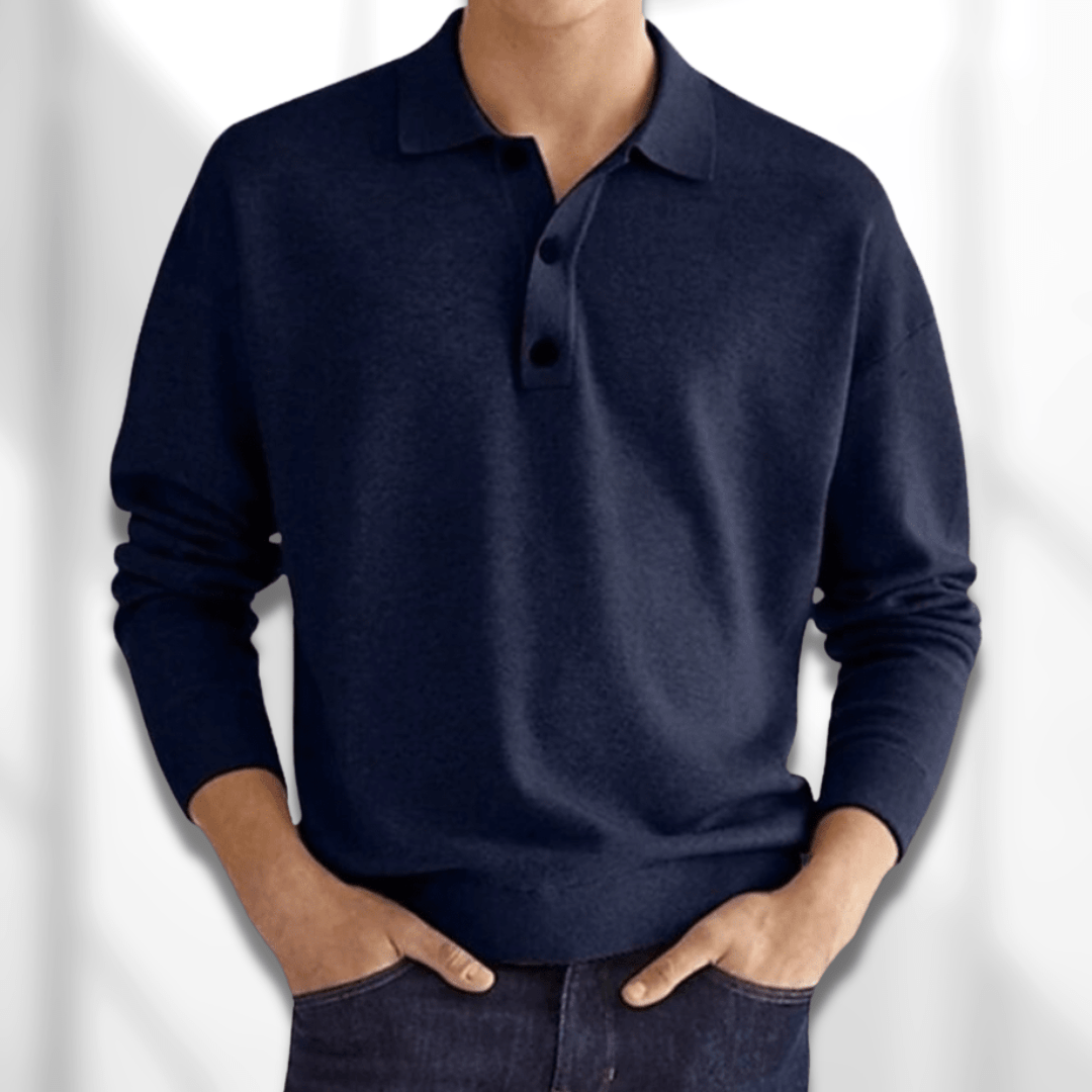 Herren Langarm Polo Pullover – Lässiger Leichter Strick2