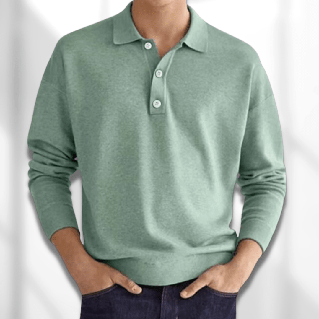 Herren Langarm Polo Pullover – Lässiger Leichter Strick5