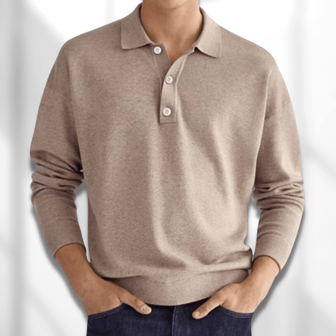 Herren Langarm Polo Pullover – Lässiger Leichter Strick