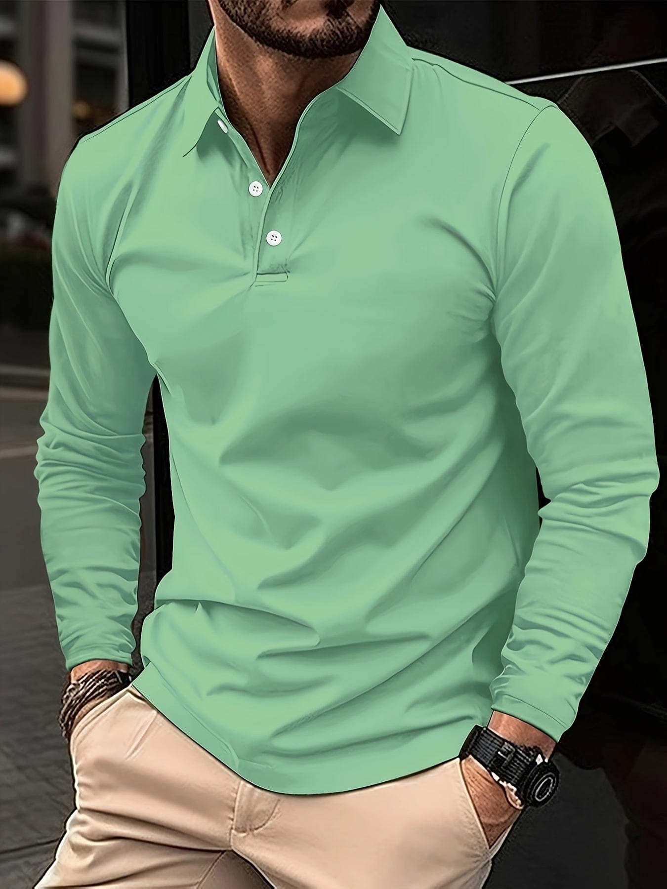 Herren Polohemd mit langen Ärmeln – Eleganz und Komfort