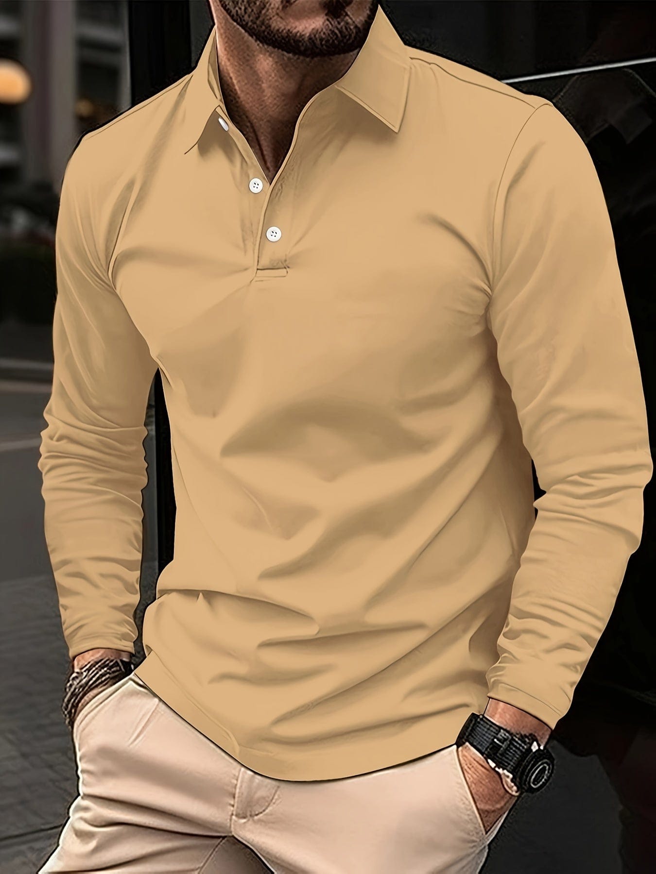 Herren Polohemd mit langen Ärmeln – Eleganz und Komfort