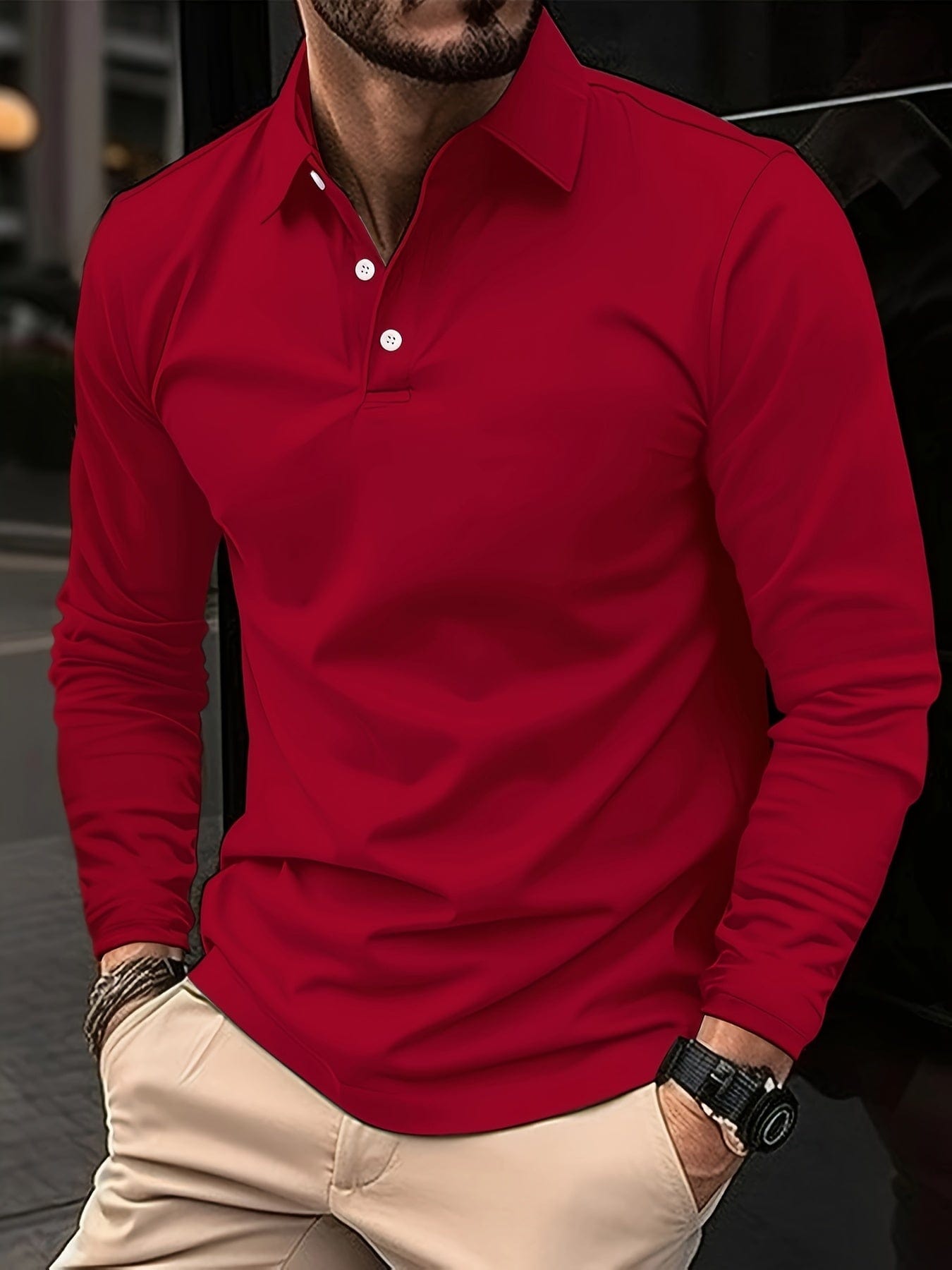 Herren Polohemd mit langen Ärmeln – Eleganz und Komfort