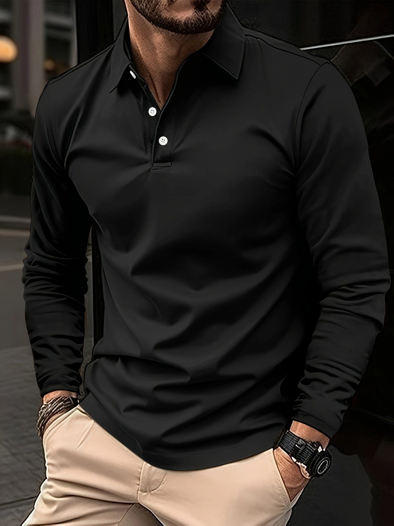 Herren Polohemd mit langen Ärmeln – Eleganz und Komfort