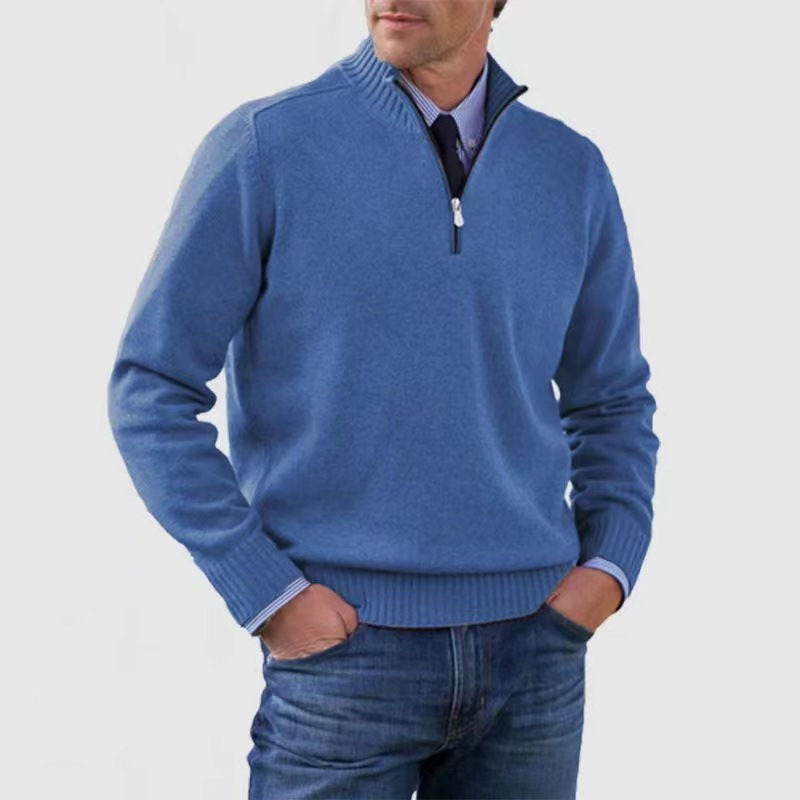 Herren Pullover mit Viertel-Reißverschluss – Lässiger Leichter Strick5