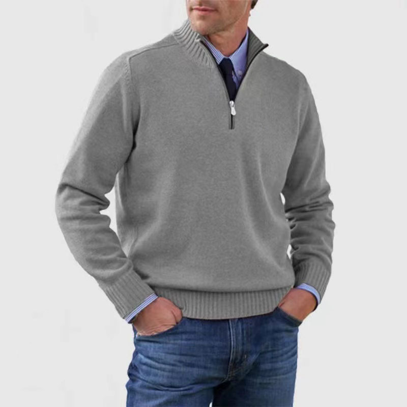 Herren Pullover mit Viertel-Reißverschluss – Lässiger Leichter Strick1