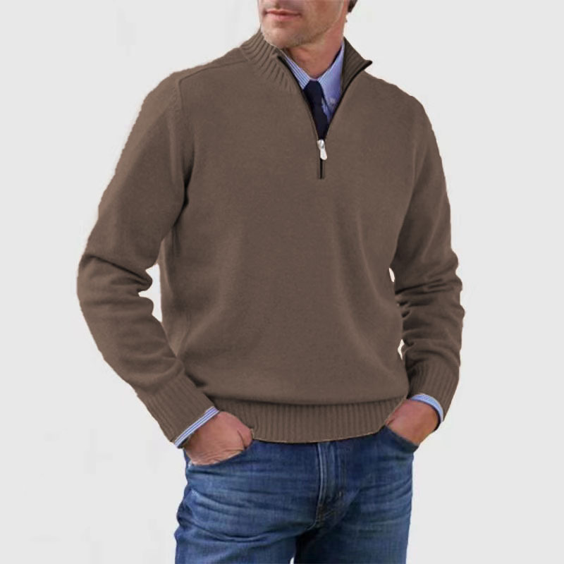 Herren Pullover mit Viertel-Reißverschluss – Lässiger Leichter Strick10