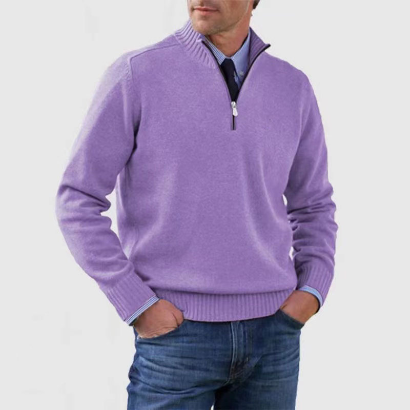 Herren Pullover mit Viertel-Reißverschluss – Lässiger Leichter Strick11