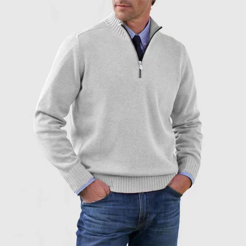 Herren Pullover mit Viertel-Reißverschluss – Lässiger Leichter Strick3