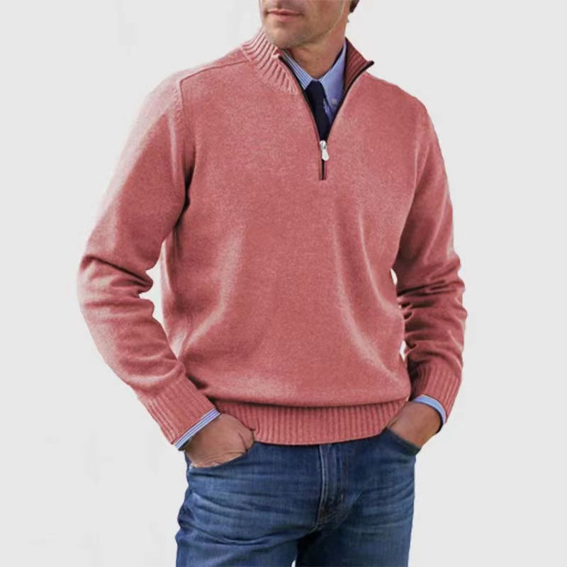Herren Pullover mit Viertel-Reißverschluss – Lässiger Leichter Strick7