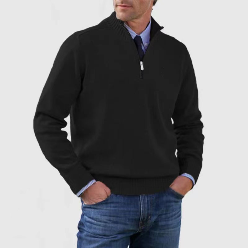 Herren Pullover mit Viertel-Reißverschluss – Lässiger Leichter Strick2