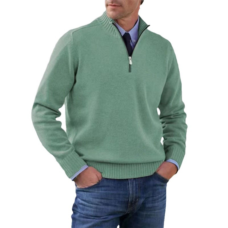 Herren Pullover mit Viertel-Reißverschluss – Lässiger Leichter Strick8