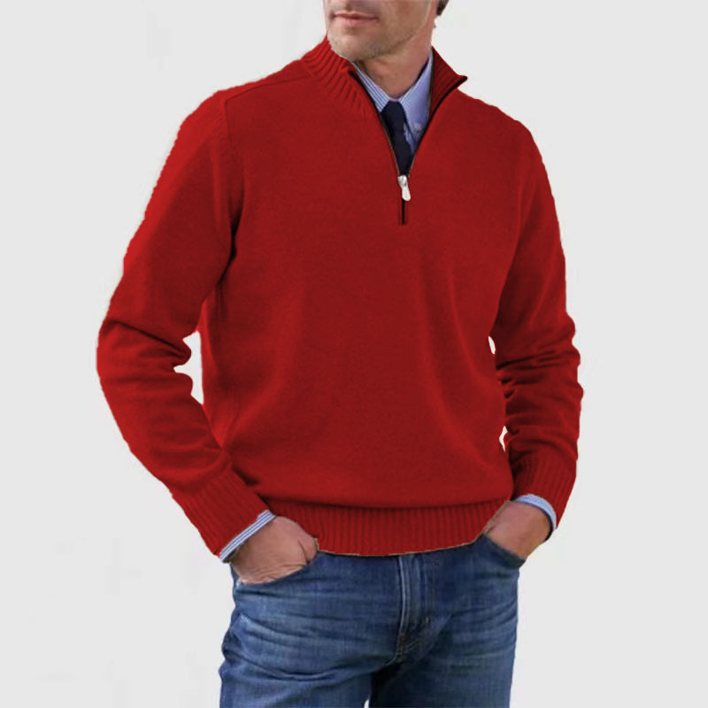 Herren Pullover mit Viertel-Reißverschluss – Lässiger Leichter Strick