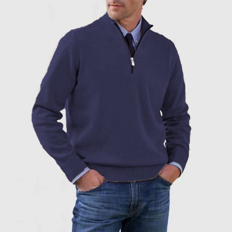 Herren Pullover mit Viertel-Reißverschluss – Lässiger Leichter Strick4