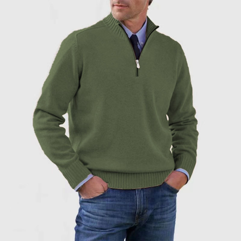 Herren Pullover mit Viertel-Reißverschluss – Lässiger Leichter Strick9