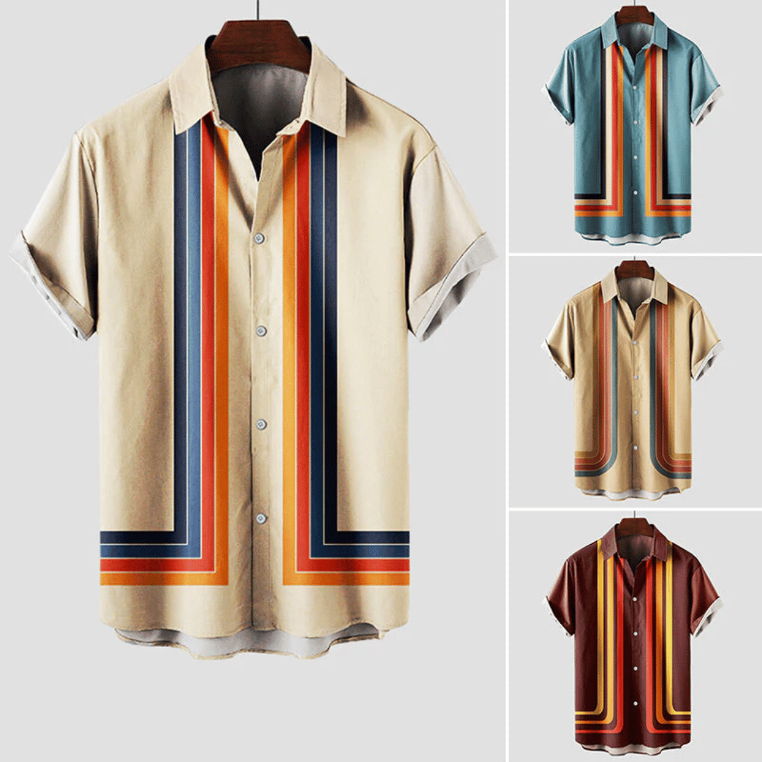 Herren Retro Kurzarmhemd