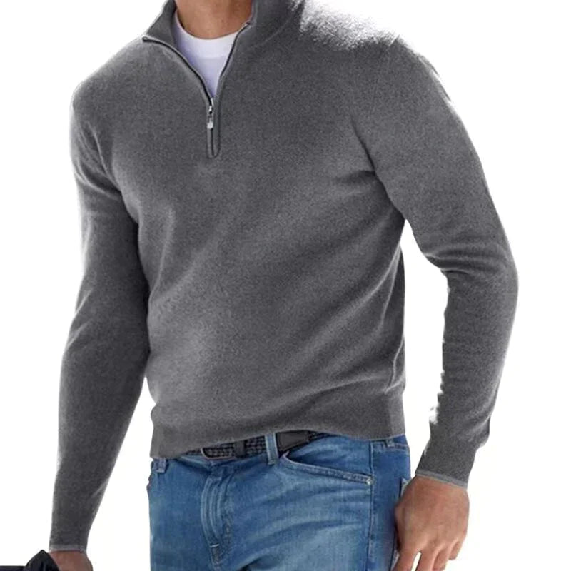 Herren Strickpullover mit halbem Reißverschluss – Klassisch und vielseitig für Freizeit und Business