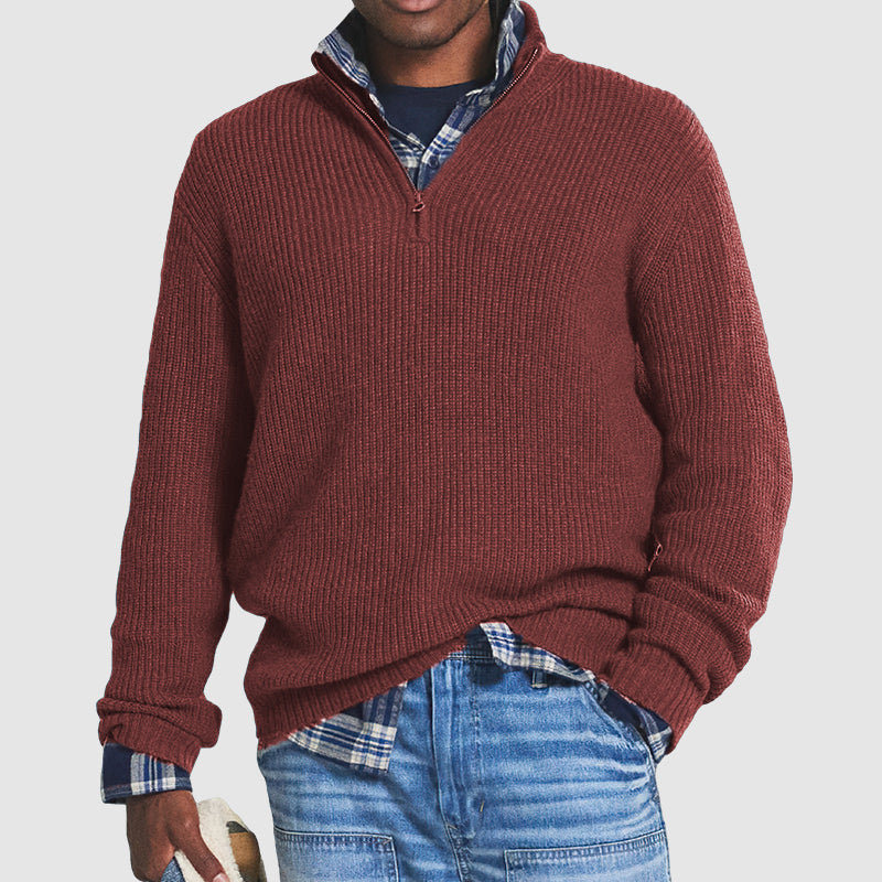 Herren-Strickpullover mit Halbreißverschluss – Klassischer und vielseitiger Pullover für kühle Tage