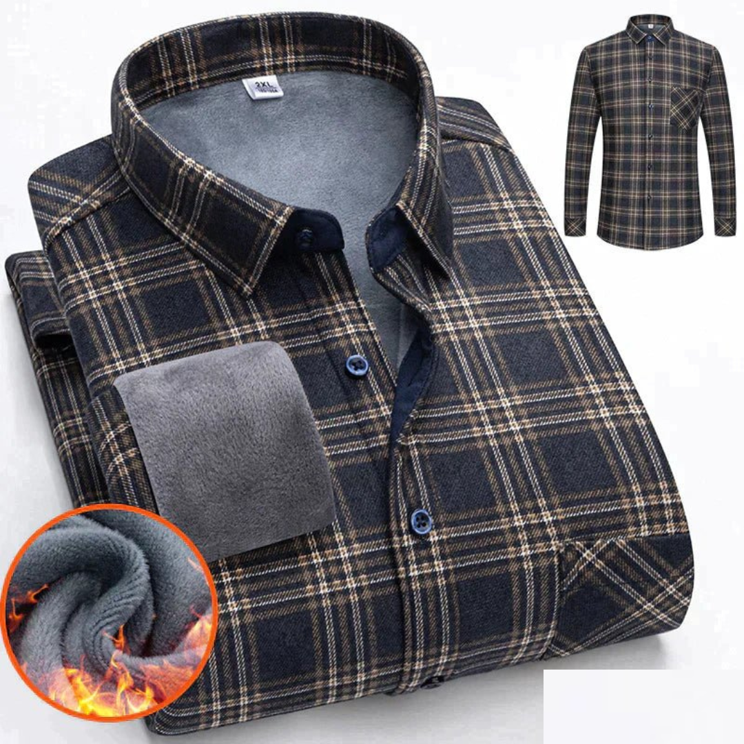 Herren Warme Hemdjacke mit Knopfleiste