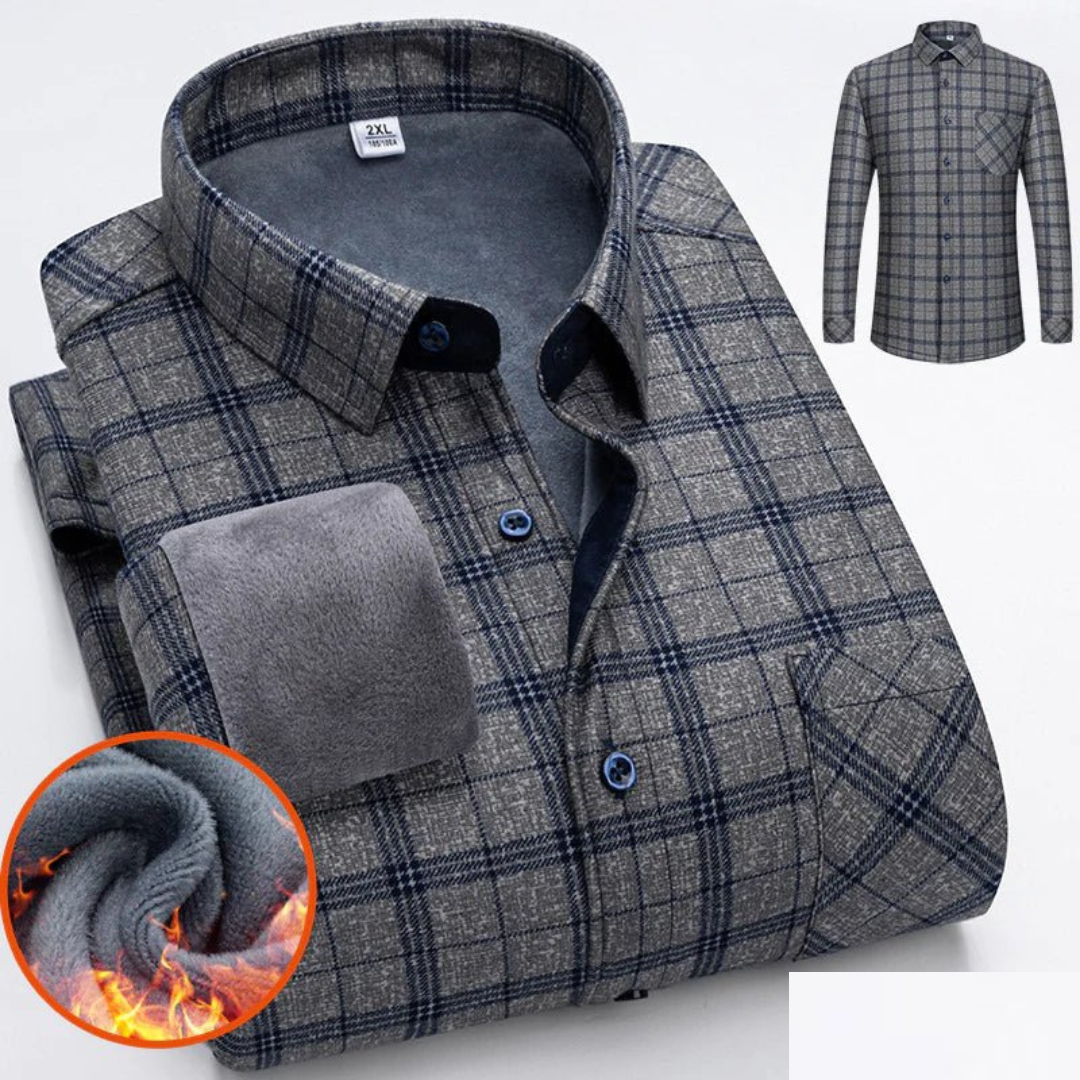 Herren Warme Hemdjacke mit Knopfleiste