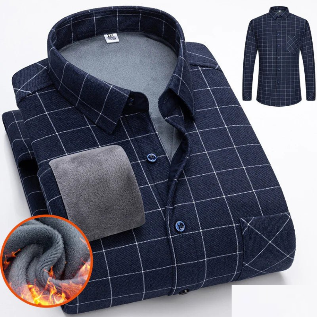 Herren Warme Hemdjacke mit Knopfleiste