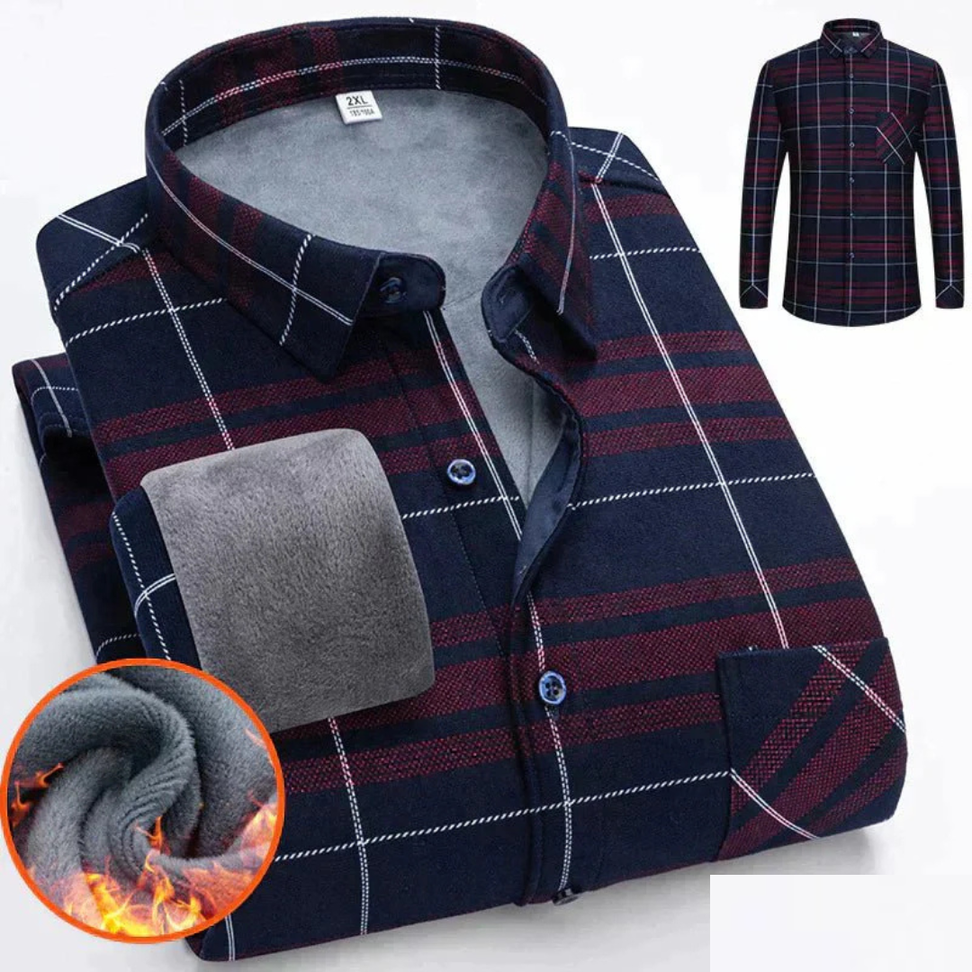 Herren Warme Hemdjacke mit Knopfleiste