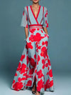 Robe longue à fleurs pour femme, idéale pour l'été et les soirées, design élégant et tissu fluide