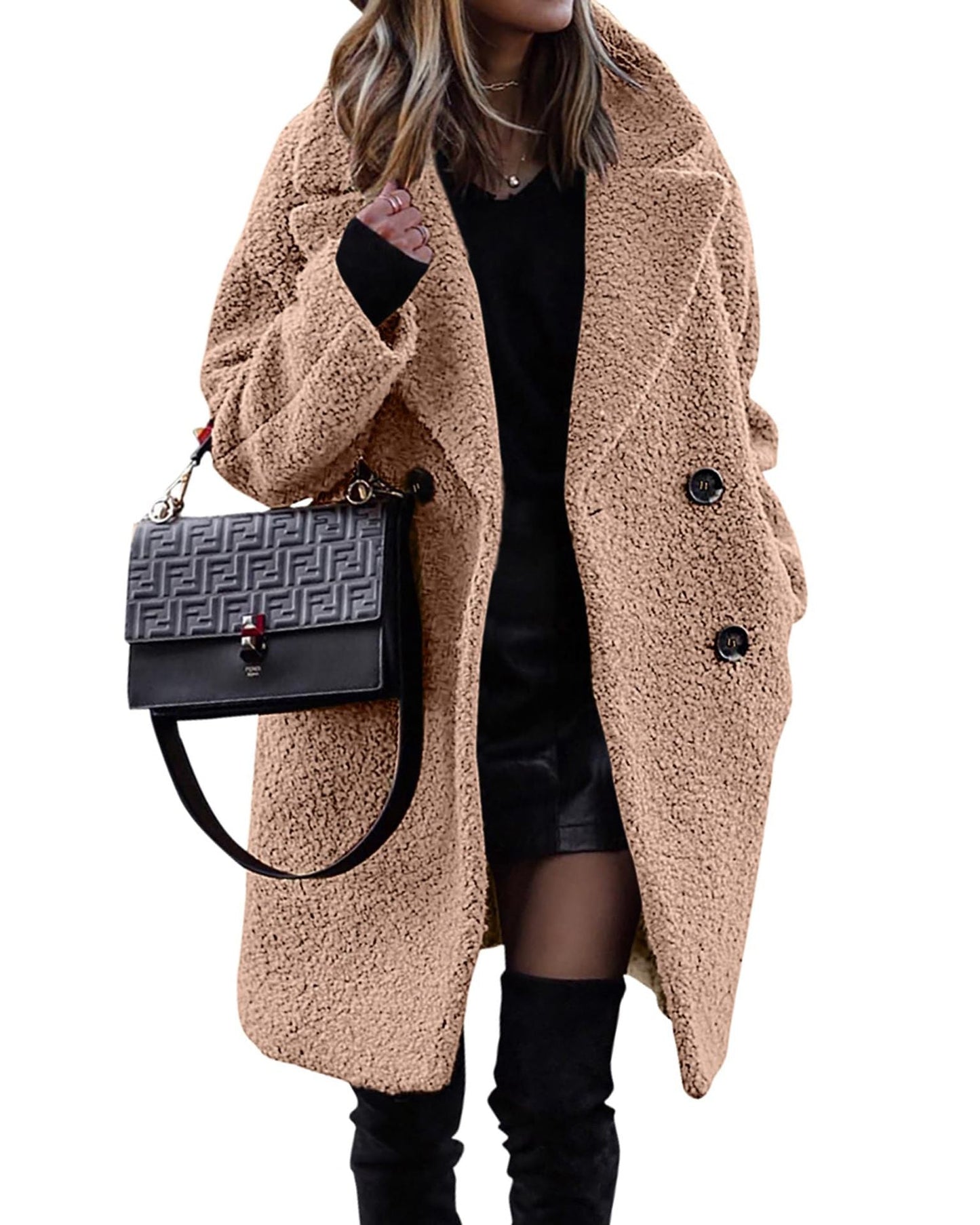 Lange Teddyfleece-Mantel
