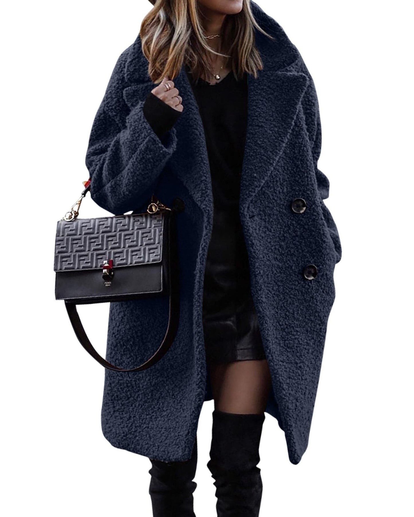 Lange Teddyfleece-Mantel