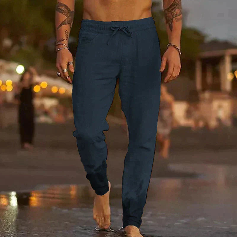 Leinenhose Herren mit Lockerem Elegantem Schnitt