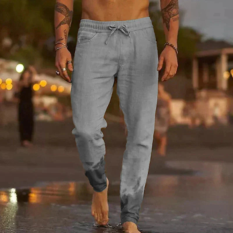 Leinenhose Herren mit Lockerem Elegantem Schnitt
