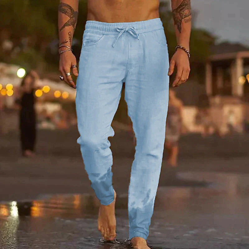 Leinenhose Herren mit Lockerem Elegantem Schnitt