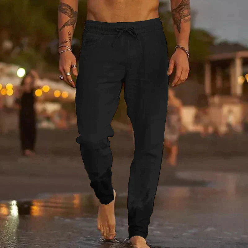 Leinenhose Herren mit Lockerem Elegantem Schnitt