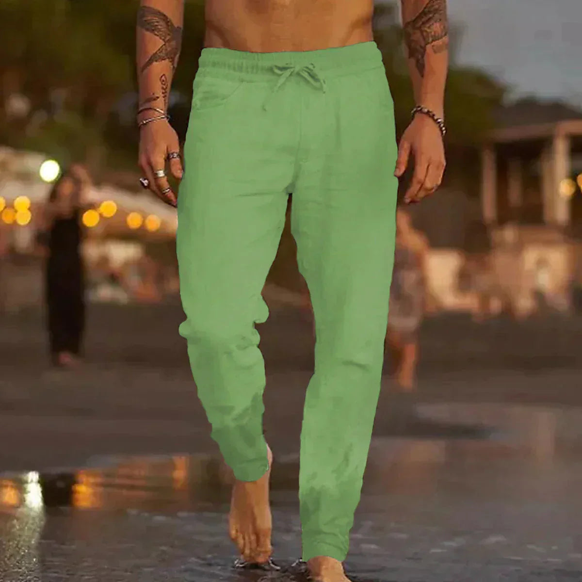 Leinenhose Herren mit Lockerem Elegantem Schnitt